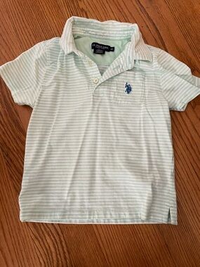 U.S. Polo Assn. Mint Green & White Striped Polo